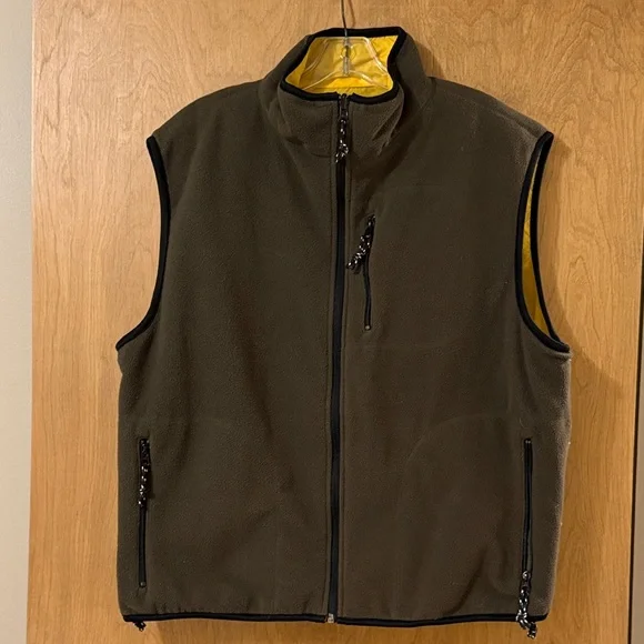 Free Country Reversible Vest Olive Green Fleece - Picture 1 of 7